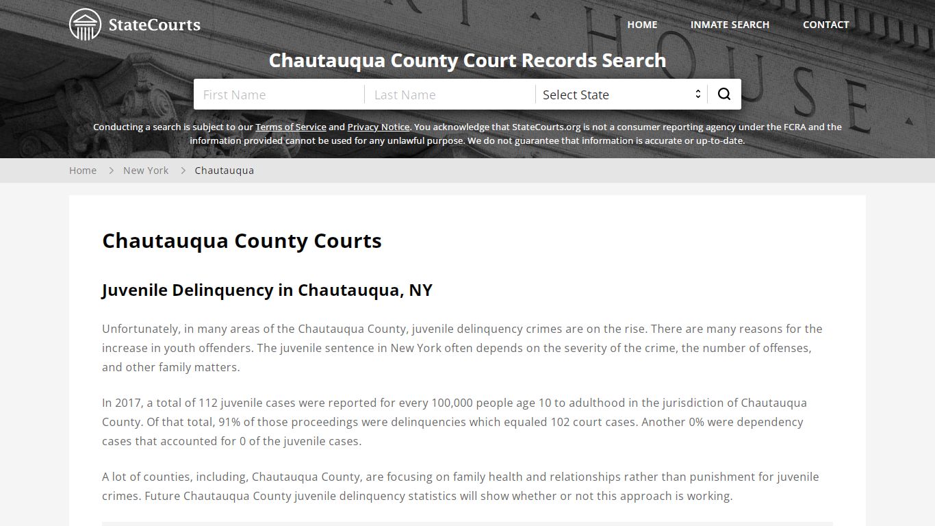 Chautauqua County, NY Courts - Records & Cases - StateCourts