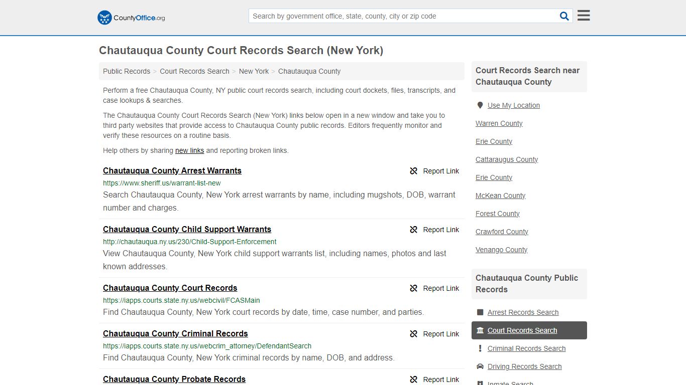 Chautauqua County Court Records Search (New York) - County Office